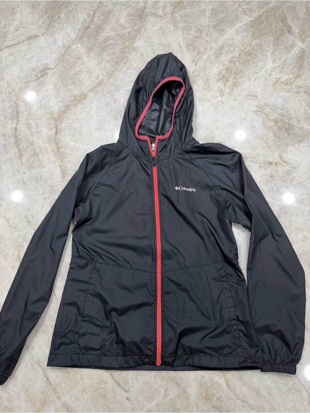 Columbia Women's Black Jacket with Pink Trim Windbreaker